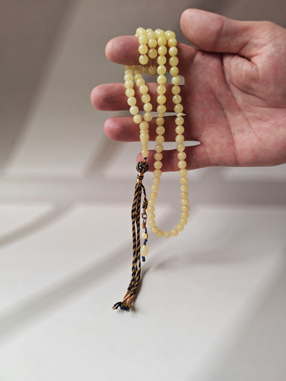 Milk & White Baltic Amber Rosary | 99 Micro Round Beads | 6.5–7mm | 17g