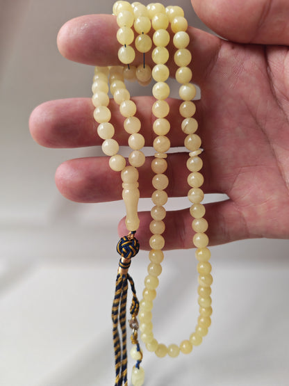Milk & White Baltic Amber Rosary | 99 Micro Round Beads | 6.5–7mm | 17g