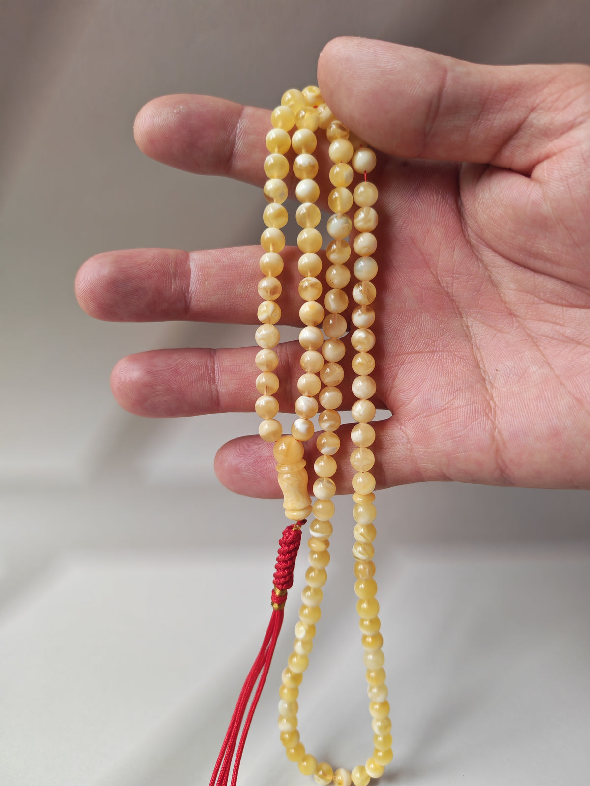 Tiger Baltic Amber Rosary | 99 Micro Round Beads | 6.1mm | Cloudy Inclusions | 14.4g