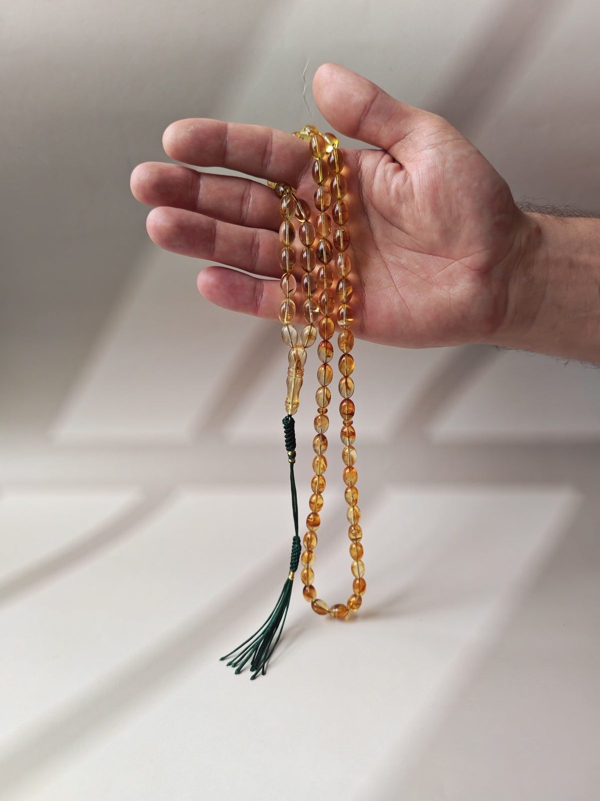 Raw Citron & Cognac Baltic Amber Rosary | 66 Olive Beads | 11.3 x 7.6mm | 26.4g
