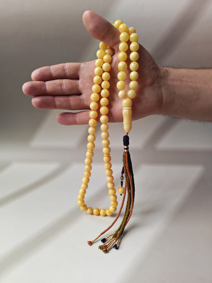 Natural Milk & Butterscotch Baltic Amber Tasbih | 71 Round Beads | 11–11.5mm | 60.2g