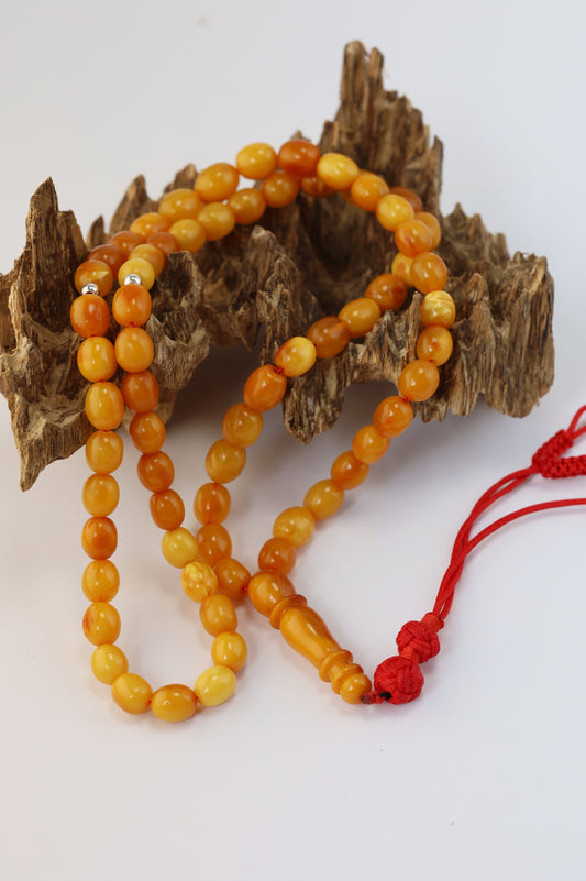 Natural Antique Olive Shape Amber Rosary 66 Beads