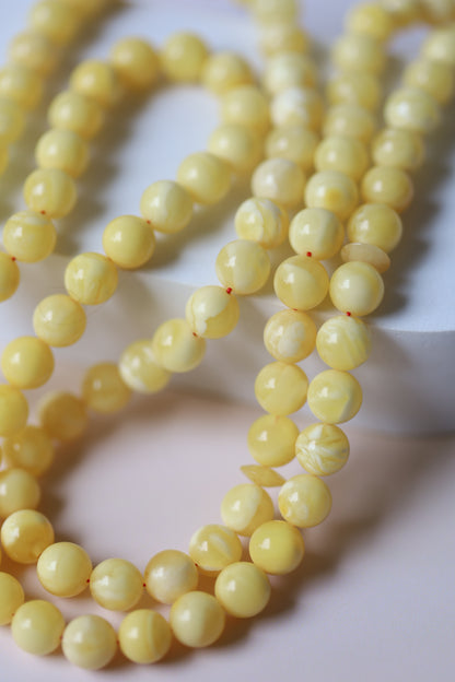 Natural Royal White Amber Rosary 7.5 mm with Certificate 99 beads