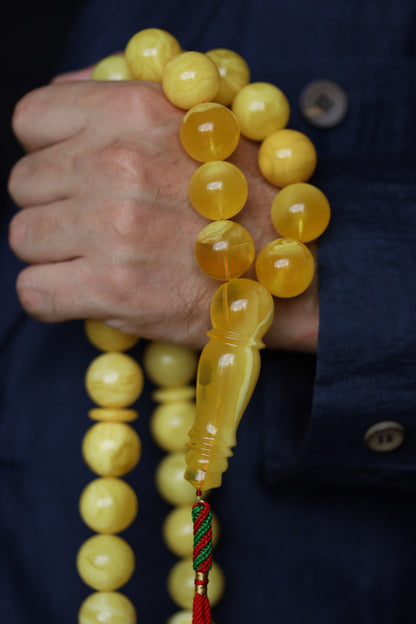 Huge Butterscotch Natural Amber Tasbih with Certificate 192g