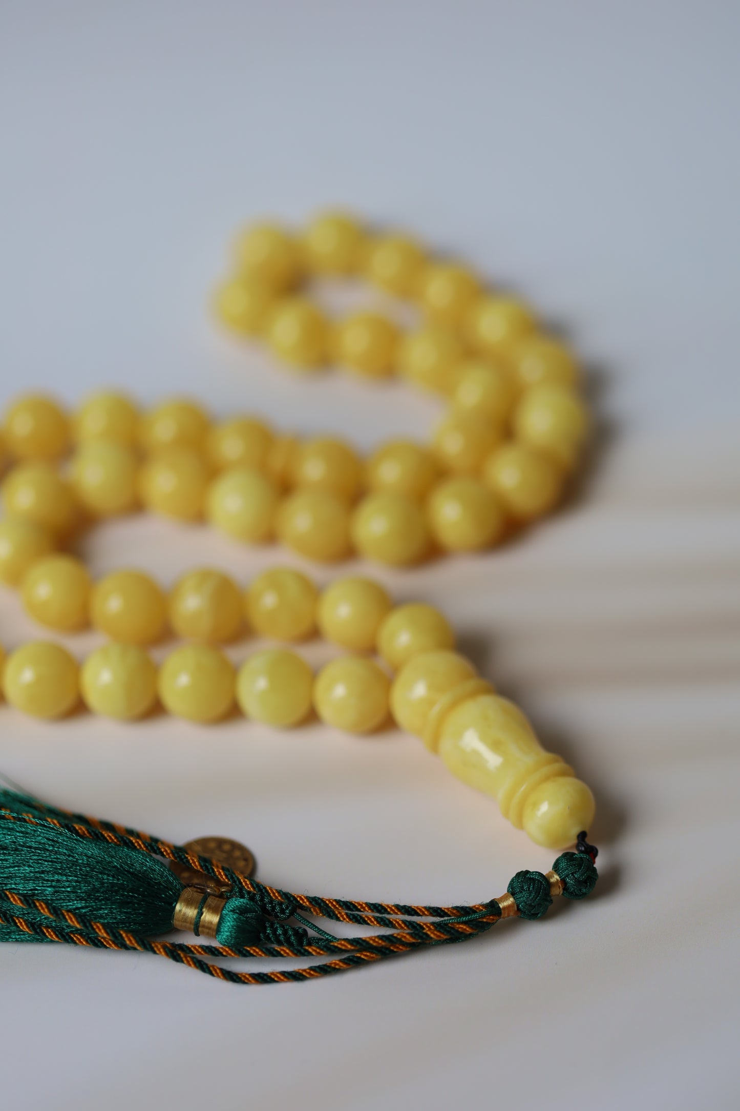 Natural Big Pure Butterscotch / Royal White Amber Rosary with Certificate / Tasbih