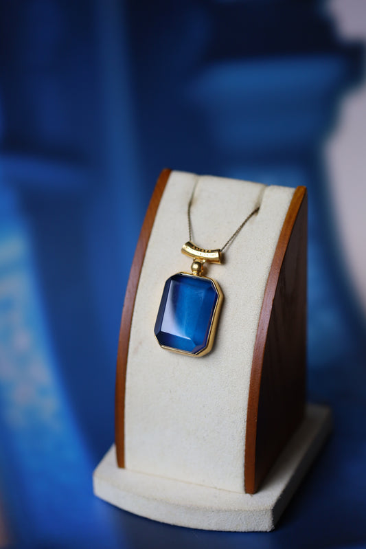Rectangular Irregular Polished Blue Amber Pendant