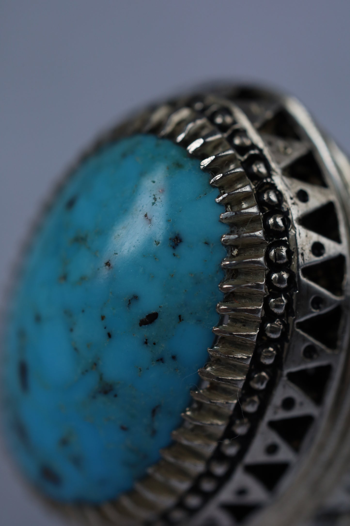 Large Persian Turquoise Ring in 925 silver – Neyshabur Stone | Handcrafted