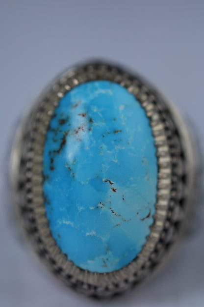 Large Persian Turquoise Ring in Silver – Neyshabur | Handcrafted by Rafiee