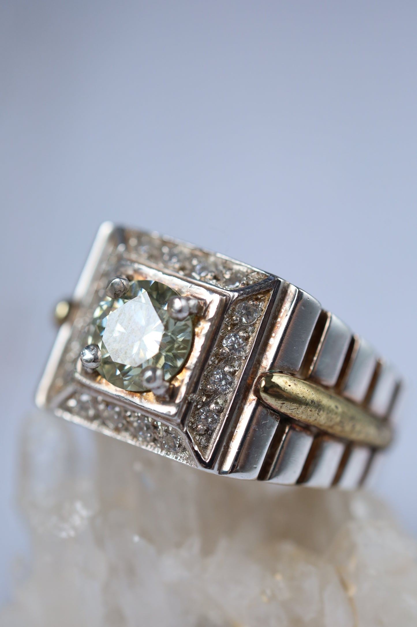 Natural Moissanite Ring in 925 Silver | Square Setting