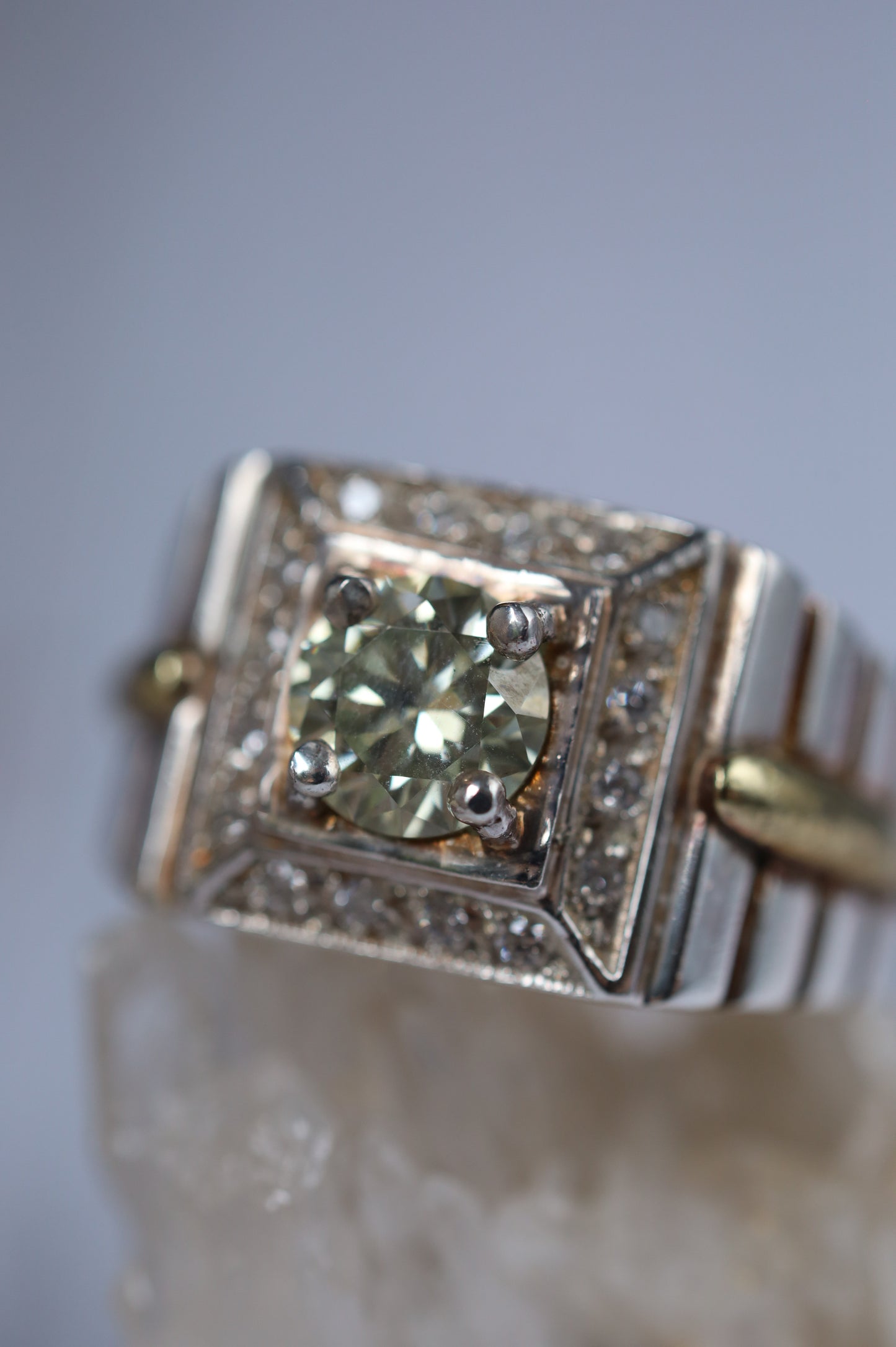 Natural Moissanite Ring in 925 Silver | Square Setting