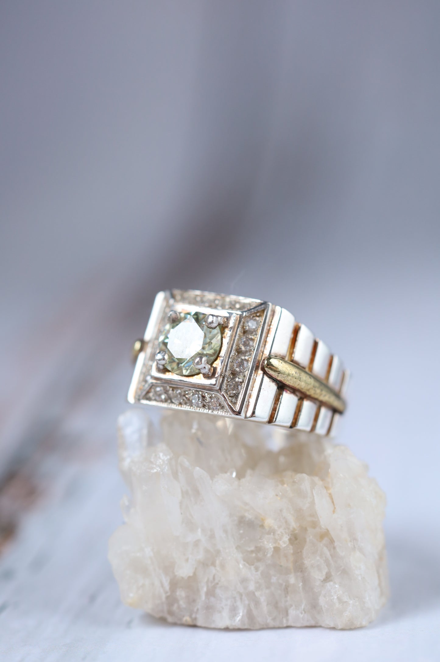 Natural Moissanite Ring in 925 Silver | Square Setting