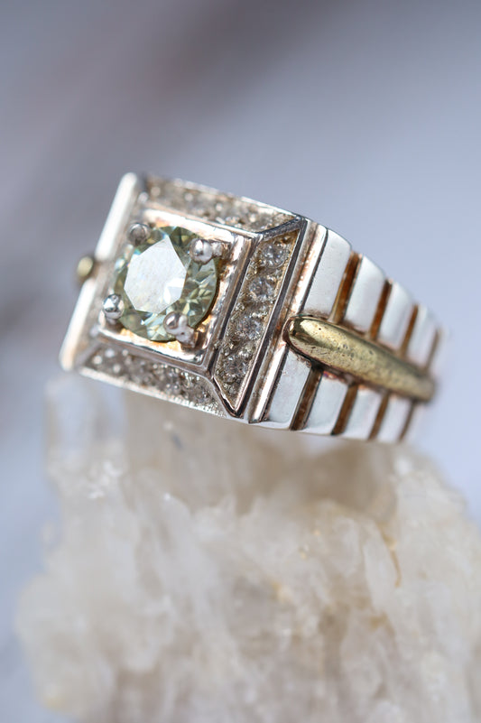 Natural Moissanite Ring in 925 Silver | Square Setting