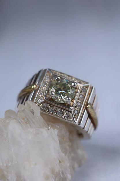 Natural Moissanite Ring in 925 Silver | Square Setting