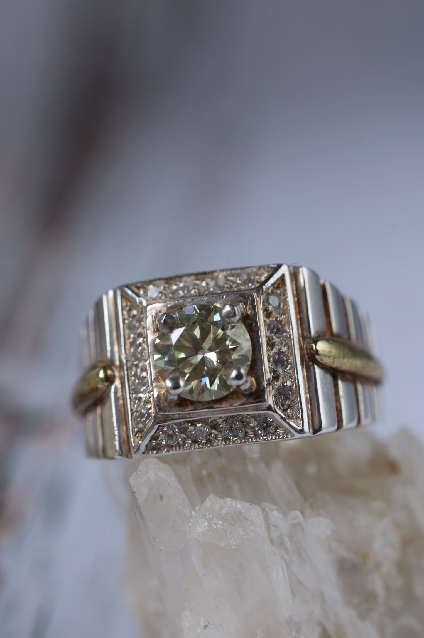Natural Moissanite Ring in 925 Silver | Square Setting