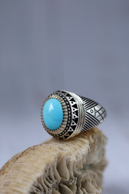 Rare Clear Persian Turquoise Ring – Neyshabur | 925 Silver