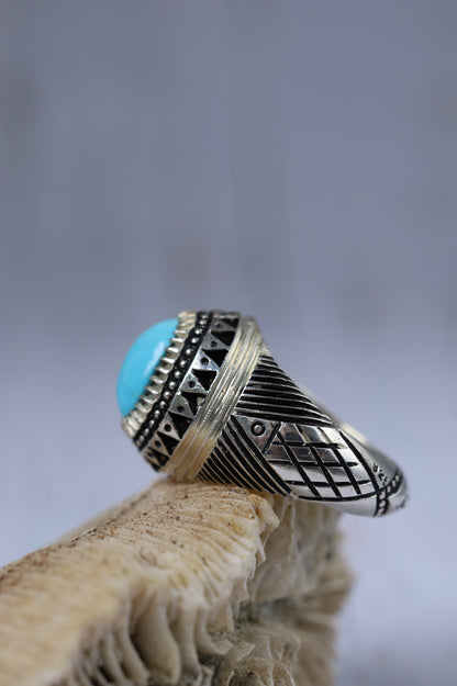 Rare Clear Persian Turquoise Ring – Neyshabur | 925 Silver