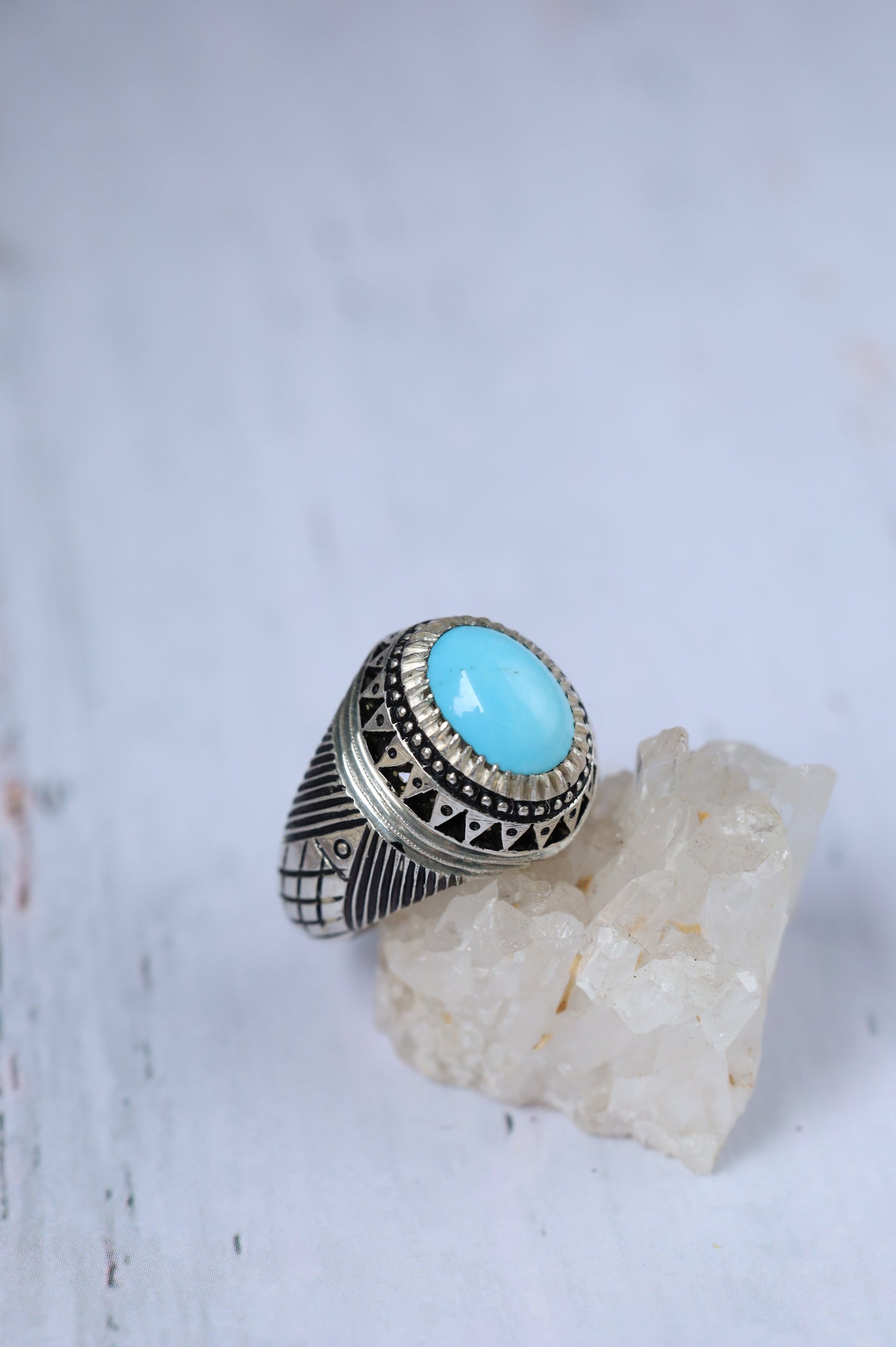 Rare Clear Persian Turquoise Ring – Neyshabur | 925 Silver