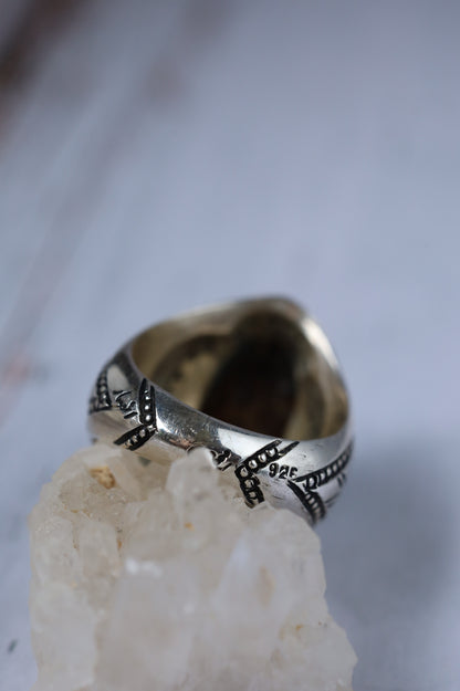 Persian Turquoise Ring – Neyshabur | Long Oval | 925 Silver