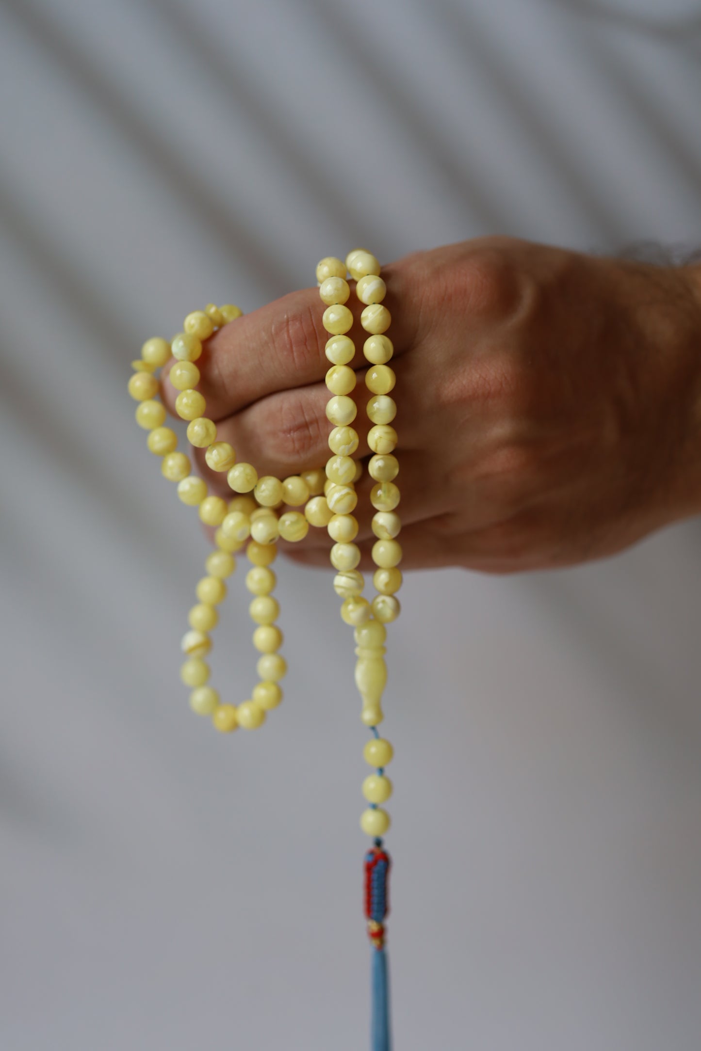 Royal White Amber Rosary 7,5mm 99 beads with Certificate