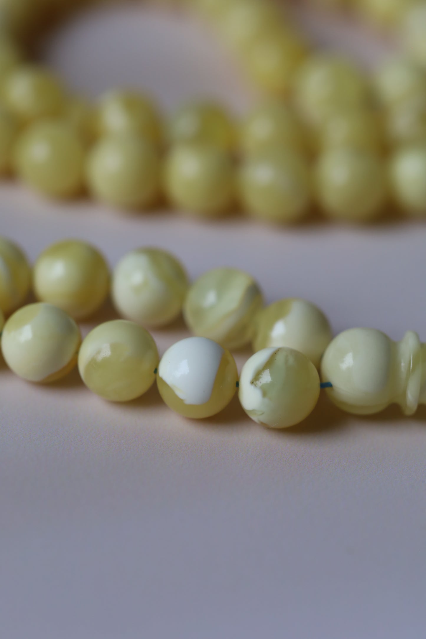 Royal White Amber Rosary 7,5mm 99 beads with Certificate