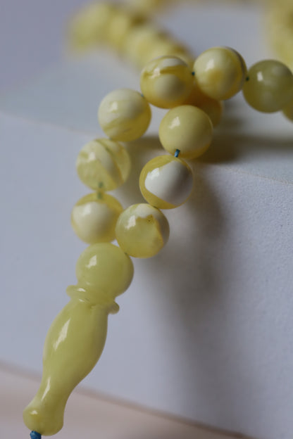 Royal White Amber Rosary 7,5mm 99 beads with Certificate