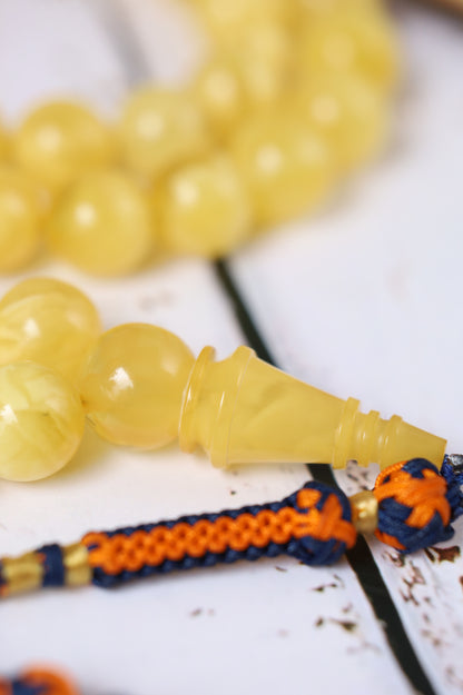 Cloudy Smoky Butterscotch Amber Rosary – 54 Beads | Collector’s Statement Piece