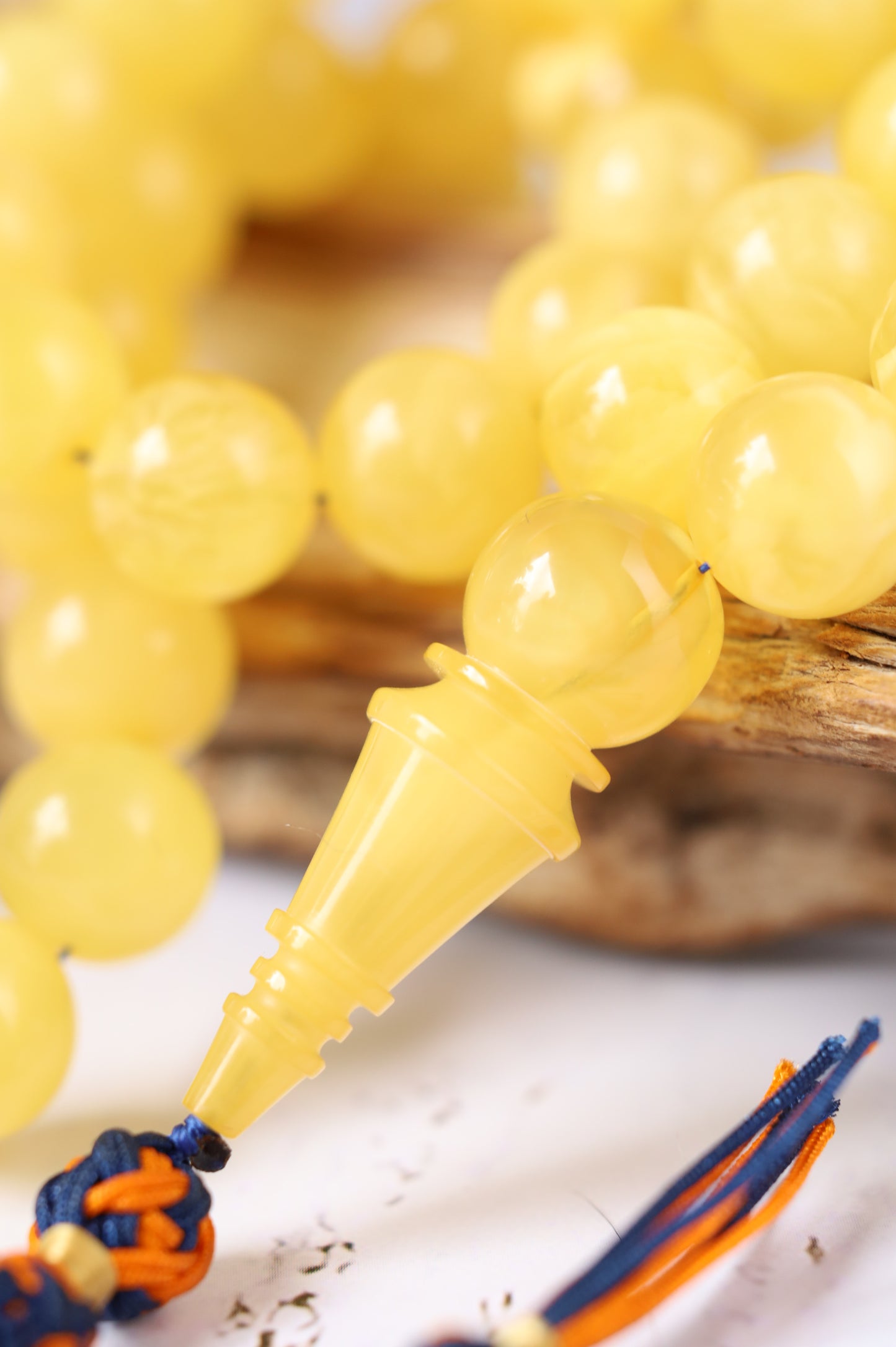 Cloudy Smoky Butterscotch Amber Rosary – 54 Beads | Collector’s Statement Piece