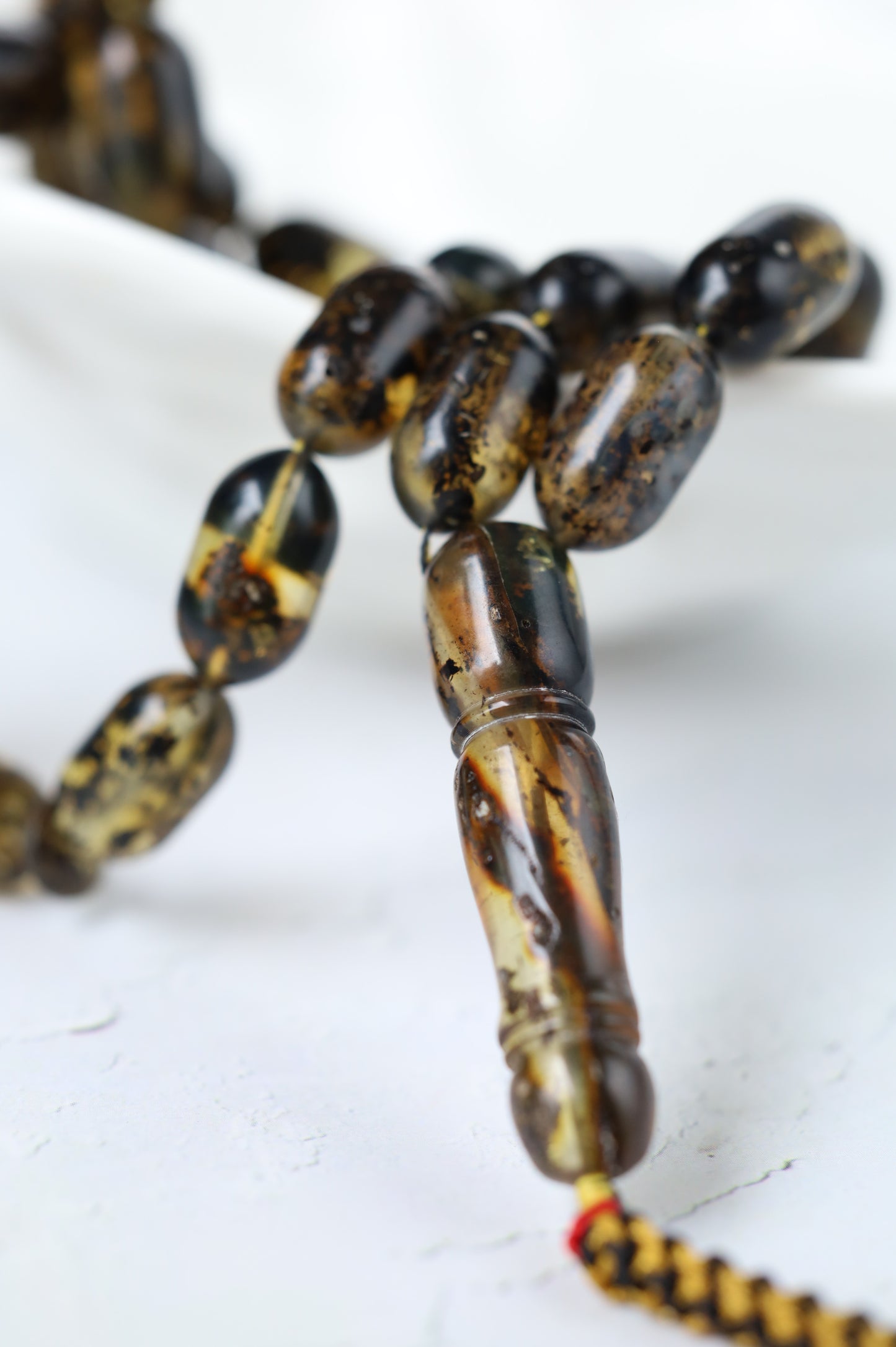 Raw Citron & Dark Brown Amber Set – 33 Beads Rosary + Amber Bracelet | Lightweight Outdoor Set