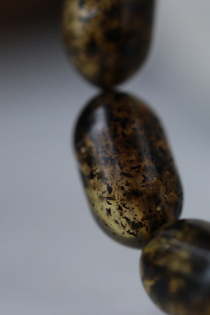 Raw Citron & Dark Brown Amber Set – 33 Beads Rosary + Amber Bracelet | Lightweight Outdoor Set