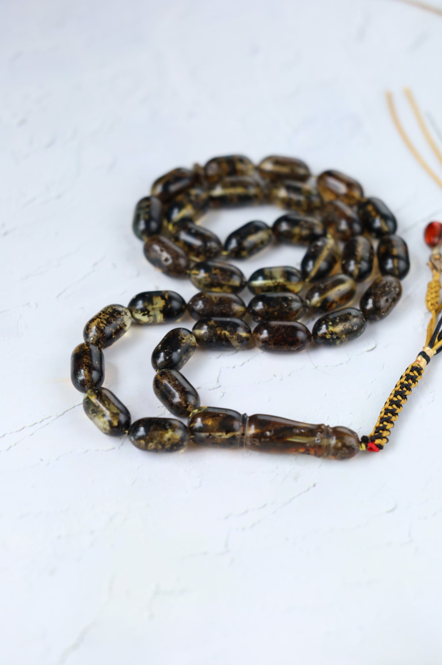 Raw Citron & Dark Brown Amber Set – 33 Beads Rosary + Amber Bracelet | Lightweight Outdoor Set