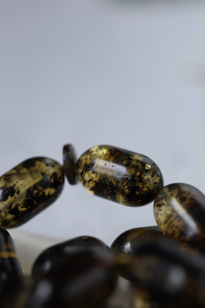 Raw Citron & Dark Brown Amber Set – 33 Beads Rosary + Amber Bracelet | Lightweight Outdoor Set