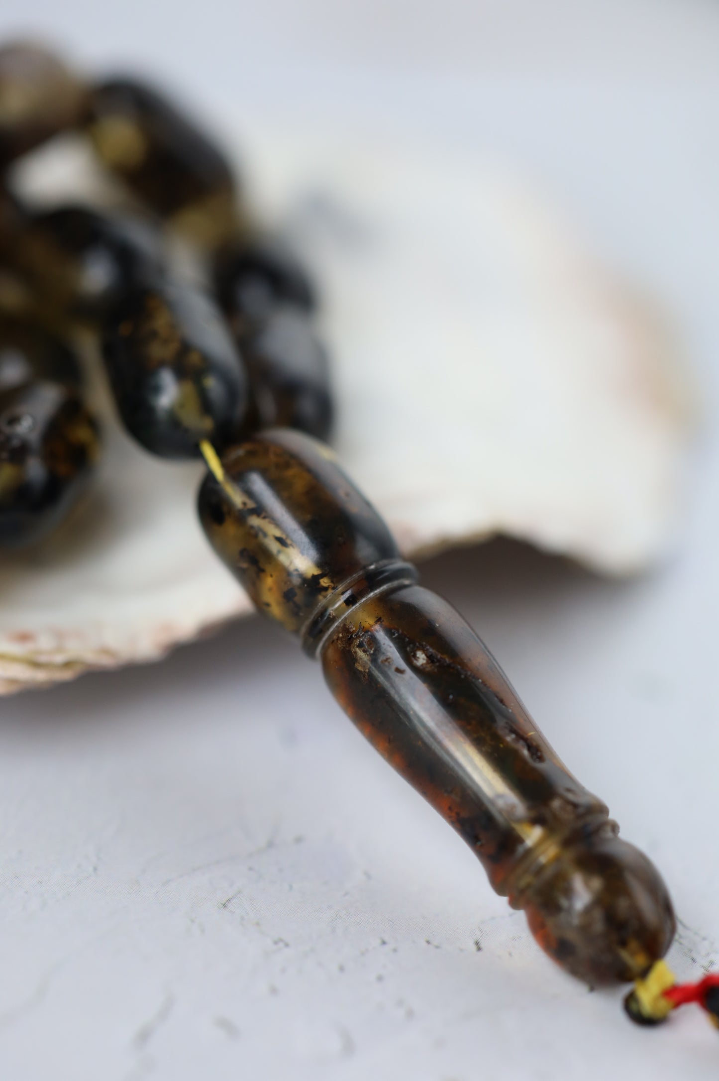 Raw Citron & Dark Brown Amber Set – 33 Beads Rosary + Amber Bracelet | Lightweight Outdoor Set