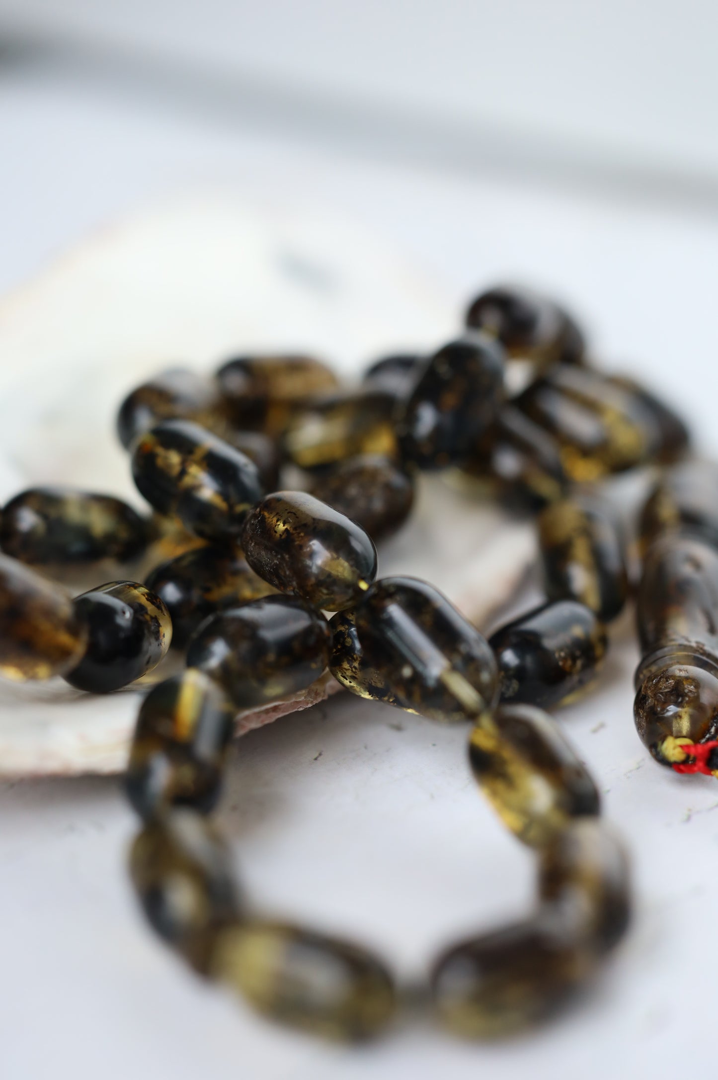 Raw Citron & Dark Brown Amber Set – 33 Beads Rosary + Amber Bracelet | Lightweight Outdoor Set