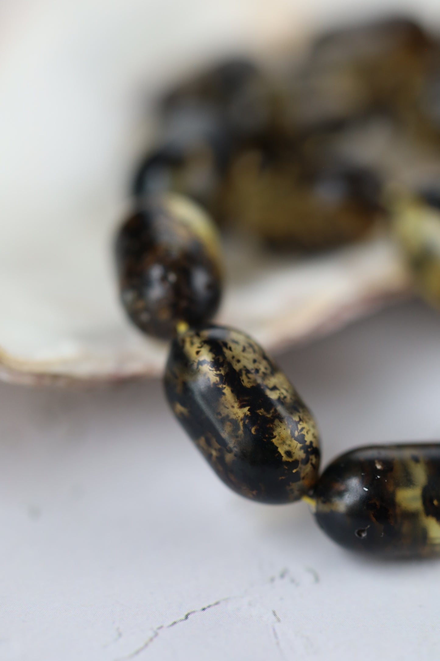 Raw Citron & Dark Brown Amber Set – 33 Beads Rosary + Amber Bracelet | Lightweight Outdoor Set