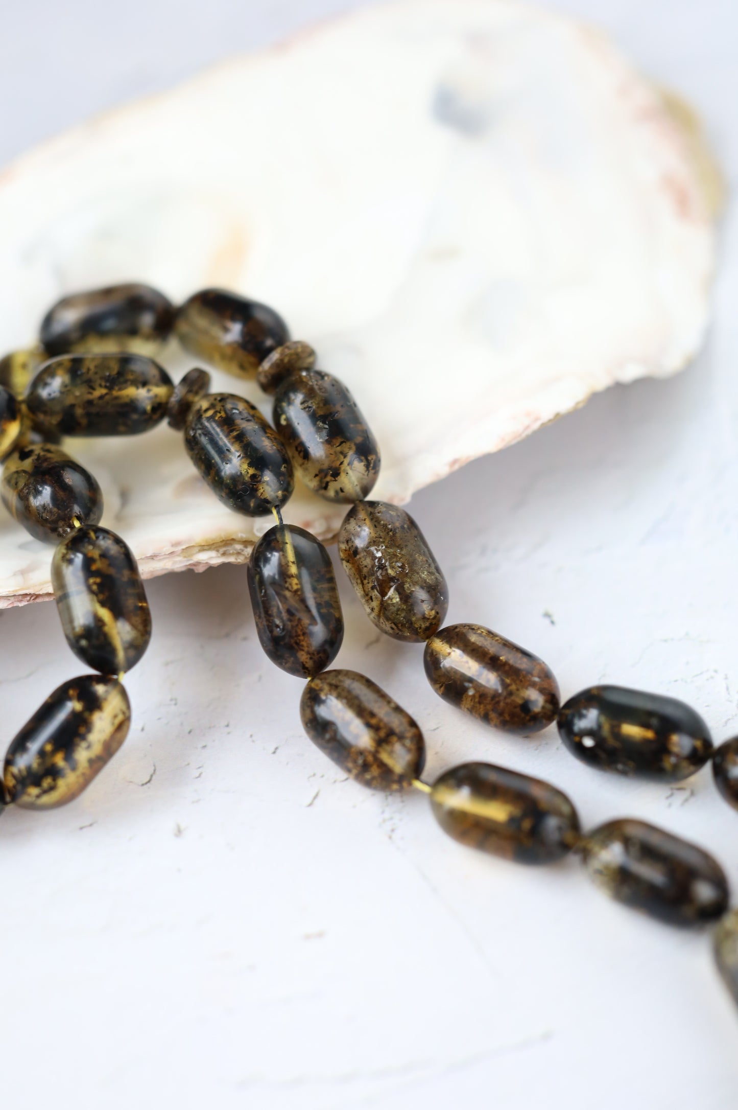 Raw Citron & Dark Brown Amber Set – 33 Beads Rosary + Amber Bracelet | Lightweight Outdoor Set