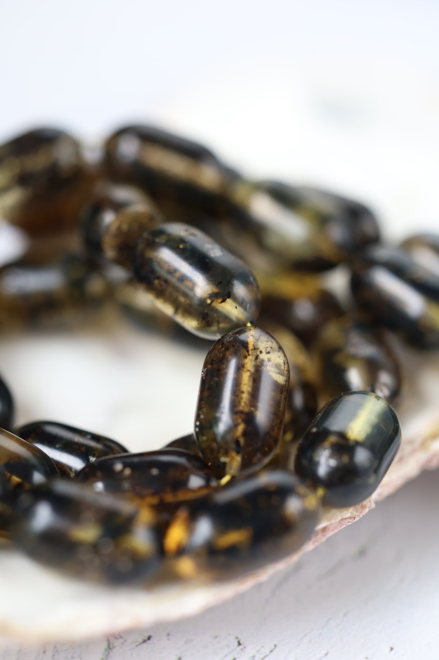 Raw Citron & Dark Brown Amber Set – 33 Beads Rosary + Amber Bracelet | Lightweight Outdoor Set