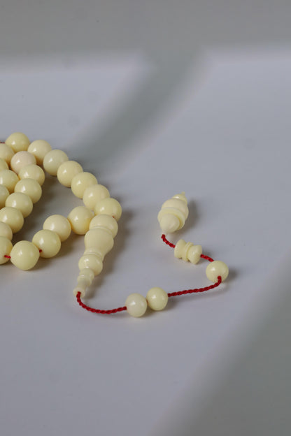 Ivory Cream Bakelite Tasbih – 45 Beads, Rare Istanbul Shape