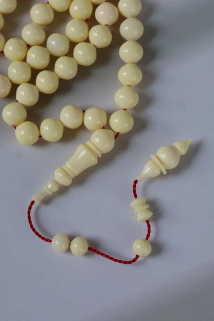 Ivory Cream Bakelite Tasbih – 45 Beads, Rare Istanbul Shape