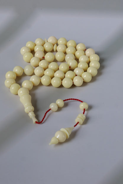 Ivory Cream Bakelite Tasbih – 45 Beads, Rare Istanbul Shape