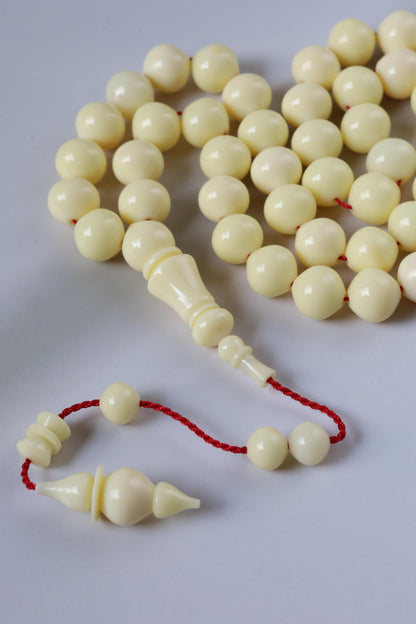 Ivory Cream Bakelite Tasbih – 45 Beads, Rare Istanbul Shape