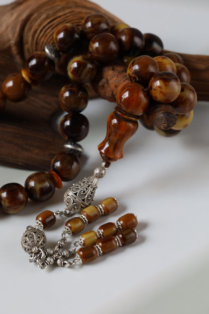 Rare Jumbo Antique German Bakelite Misbah – 33 Beads, 17mm