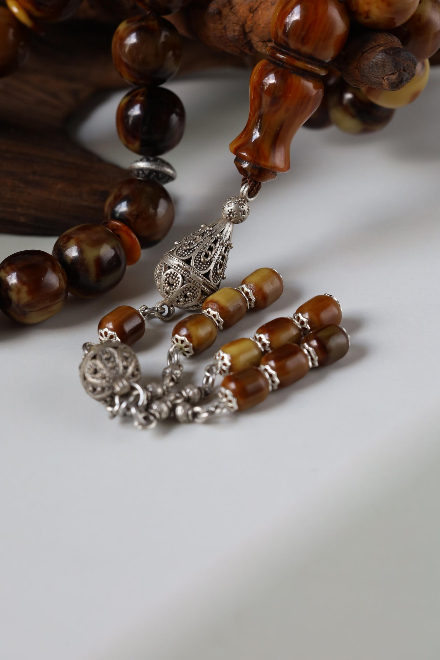 Rare Jumbo Antique German Bakelite Misbah – 33 Beads, 17mm