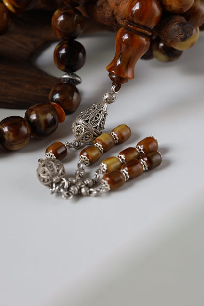 Rare Jumbo Antique German Bakelite Misbah – 33 Beads, 17mm