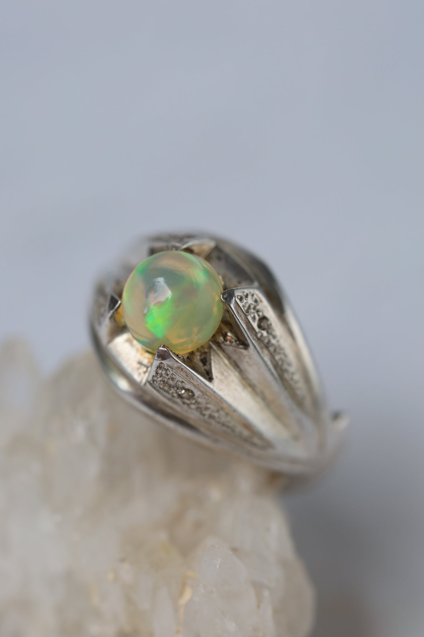 Natural African Opal Ring in 925 Silver