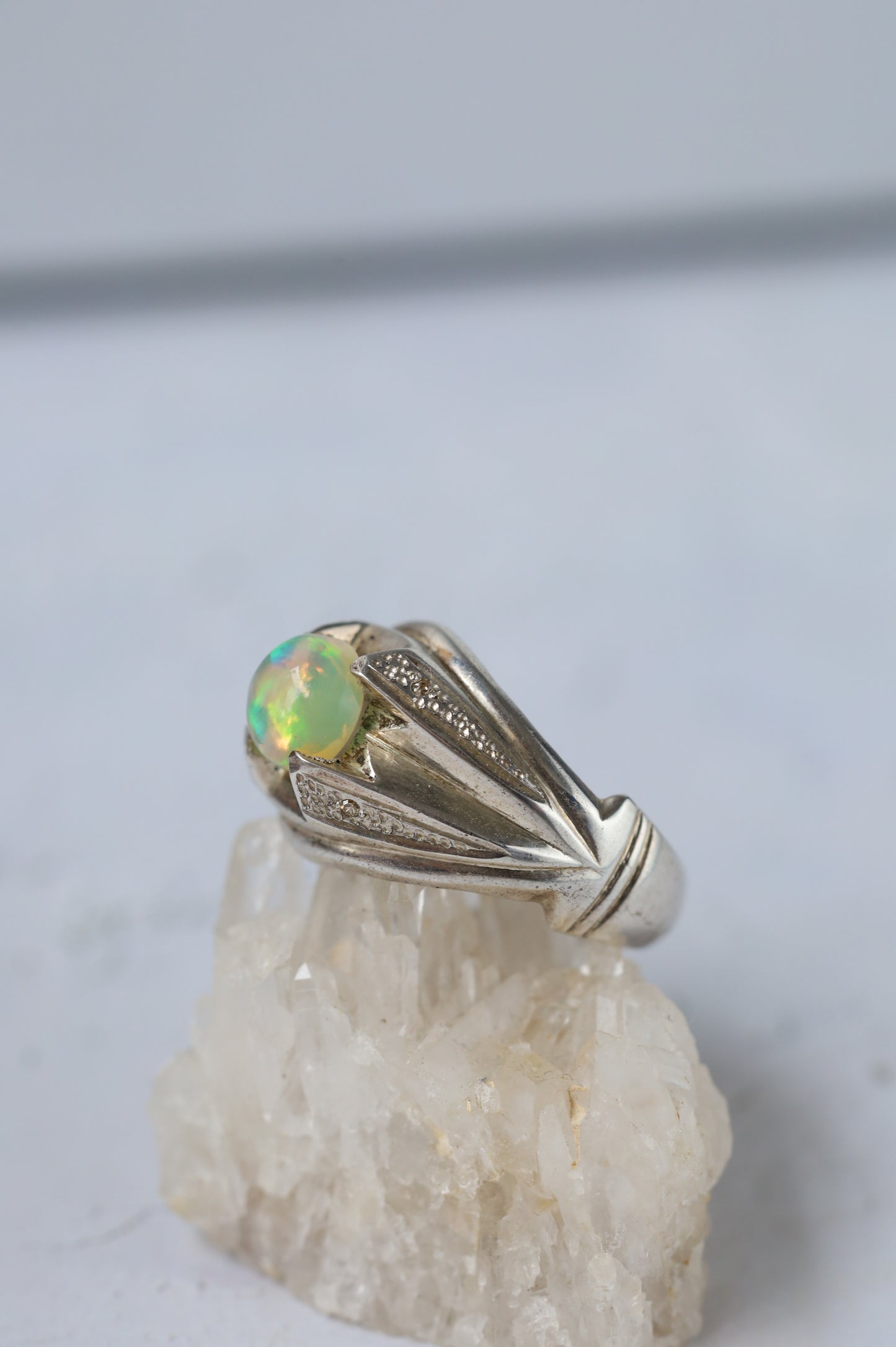 Natural African Opal Ring in 925 Silver