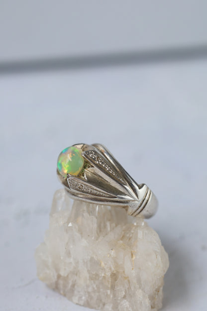 Natural African Opal Ring in 925 Silver