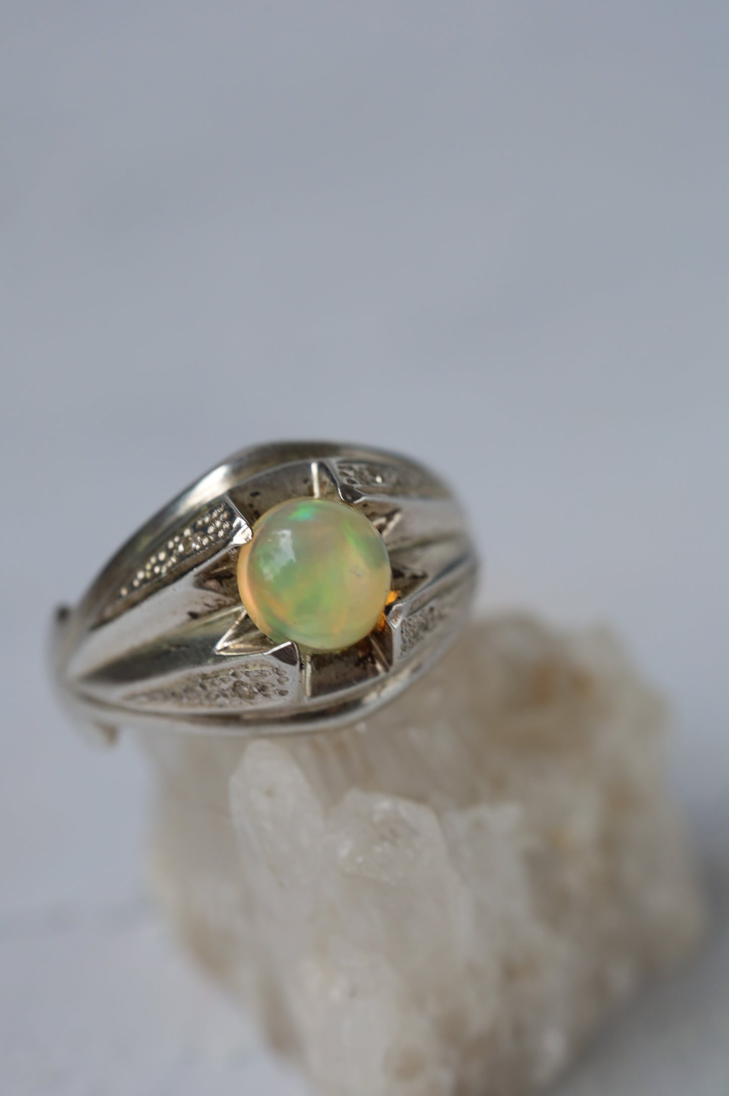 Natural African Opal Ring in 925 Silver