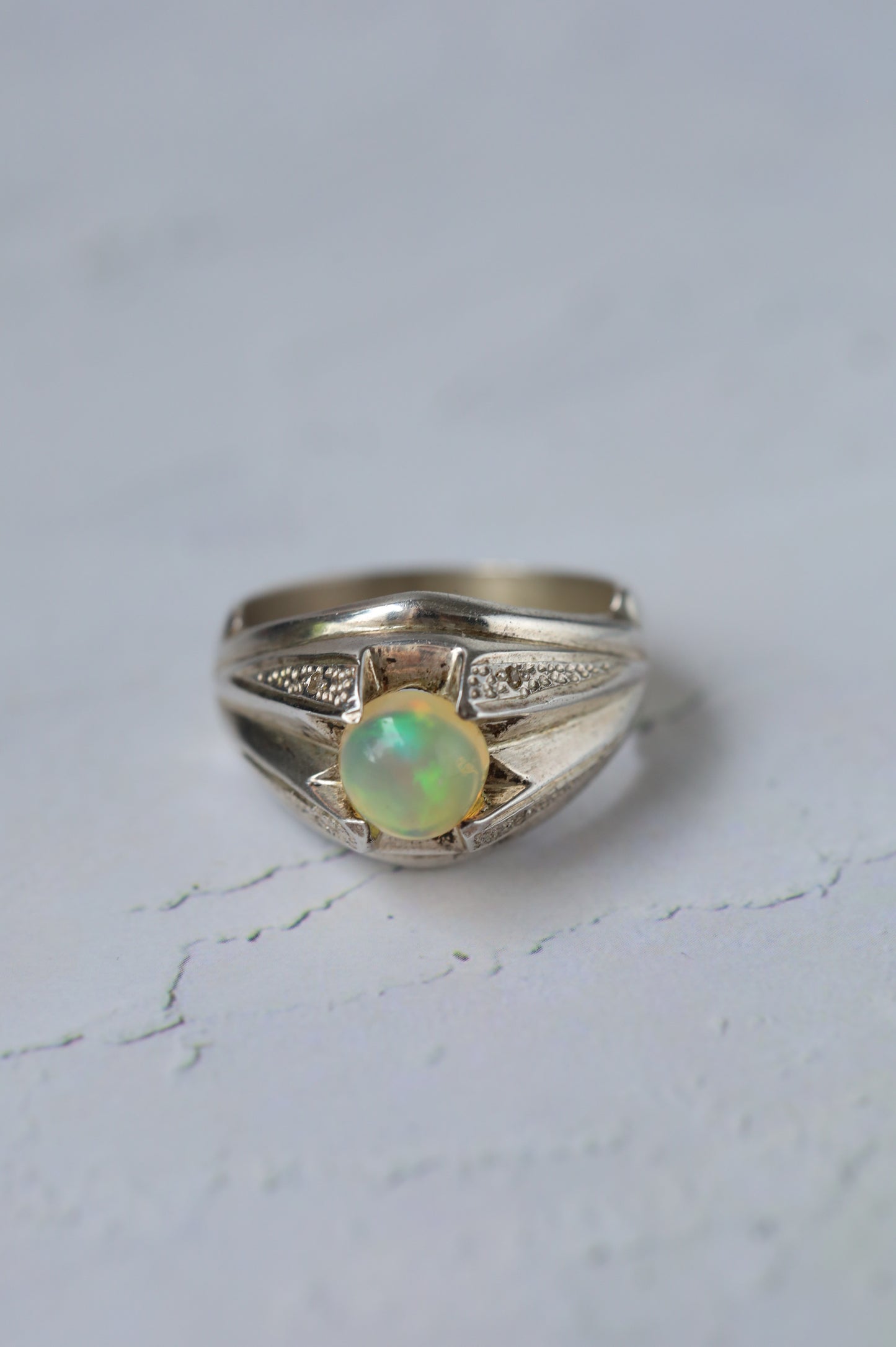 Natural African Opal Ring in 925 Silver