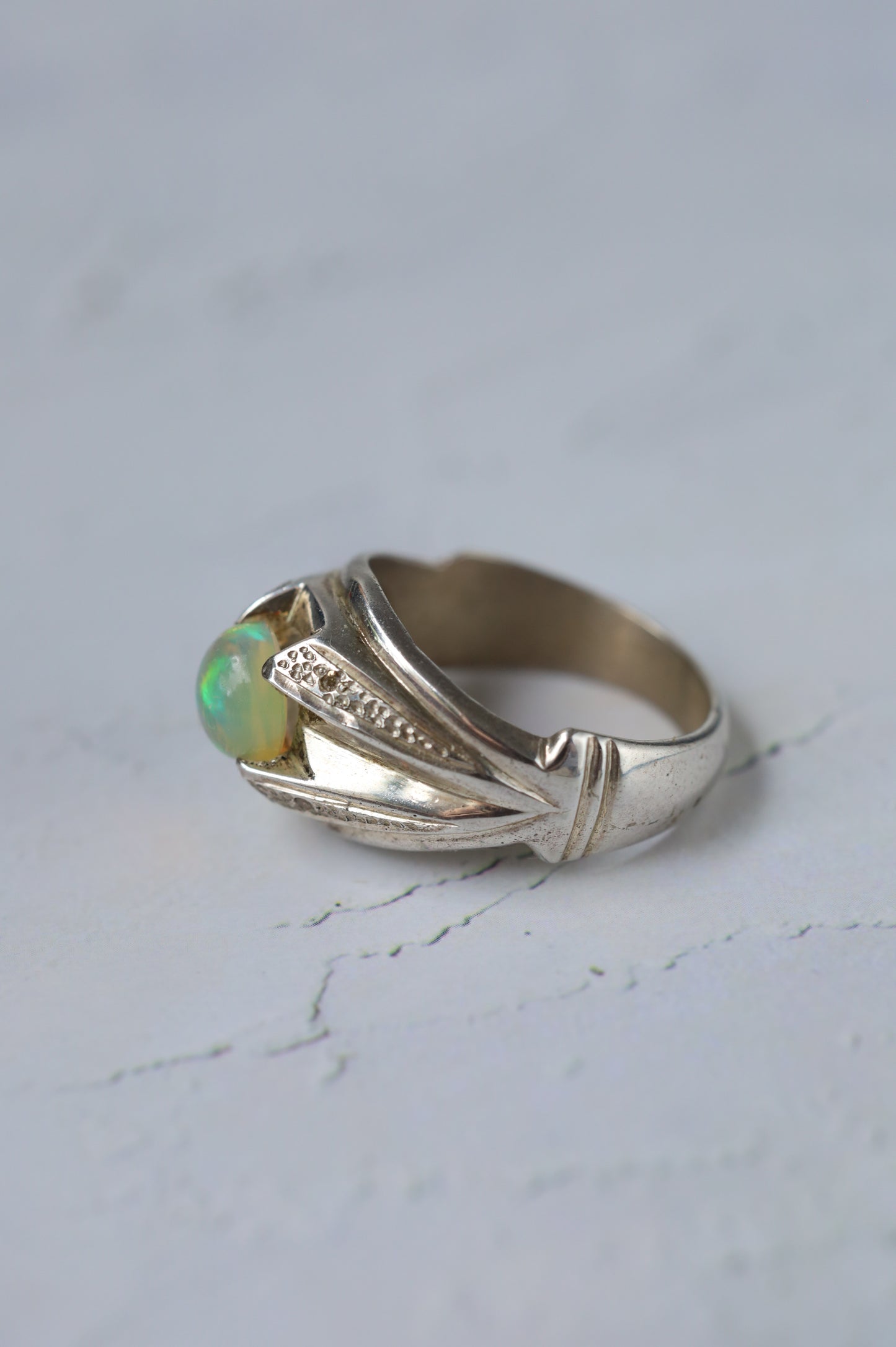 Natural African Opal Ring in 925 Silver