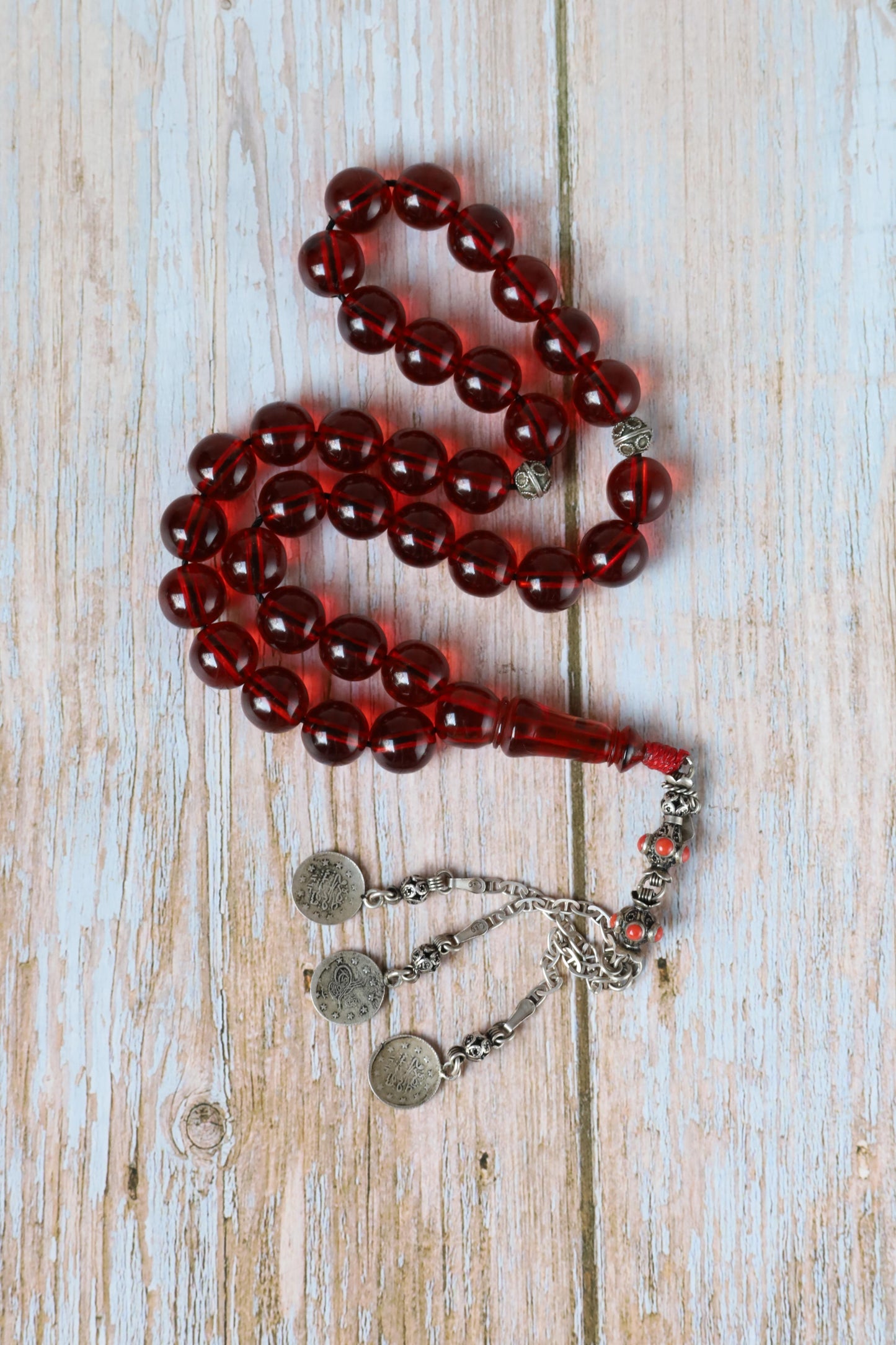 Antique "Cherry Amber" Faturan Misbah - 33 Beads